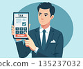Businessman Using Tablet for Online Tax Payment and Financial Calculation 135237032