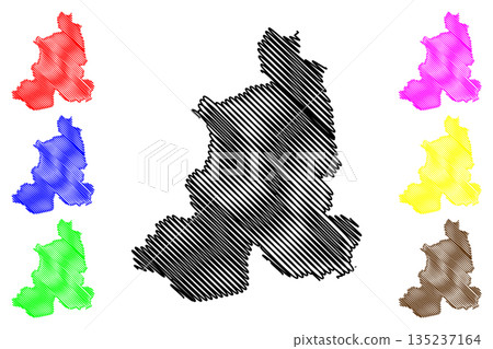 Brugg District (Switzerland, Swiss Confederation, Canton of Aargau) map vector illustration, scribble sketch Bezirk Brugg map 135237164