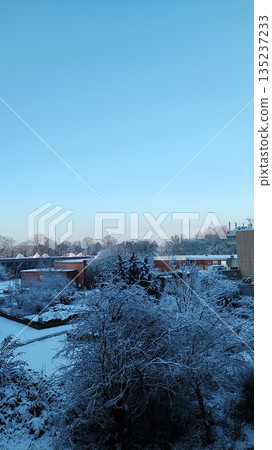 Hamburg, Germany - March 11 2023: Snowy Hamburg Hamburg, Germany - March 11 2023: Snowy Hamburg 135237233