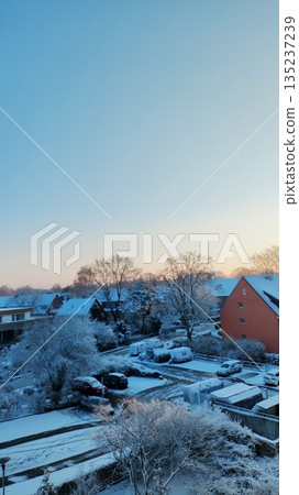 Hamburg, Germany - March 11 2023: Snowy Hamburg Hamburg, Germany - March 11 2023: Snowy Hamburg 135237239