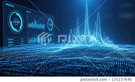 Bright data peaks, Radiant landscape of data peaks illustrating predictive insights and anomalies clearly 135237646