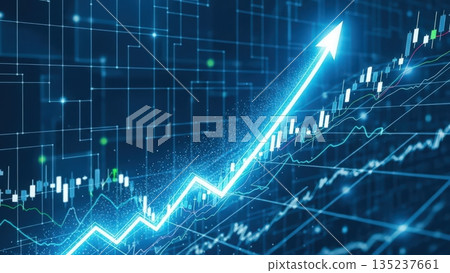 Technology growth chart, Modern financial graph indicating rapid technological and economic expansion 135237661