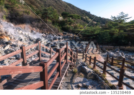 Walking trail of Hell valley Jigoku hot springs, Ngasaki 135238469
