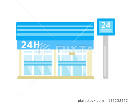 城市設計藍色便利商店建築插圖 城市設計藍色便利商店建築插圖 135238552