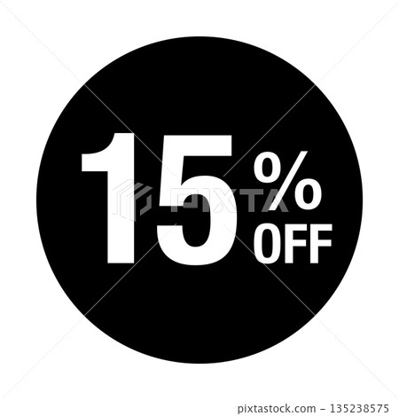 "15% OFF" text mark, circular, transparent background, monochrome "15% OFF" text mark, circular, transparent background, monochrome 135238575