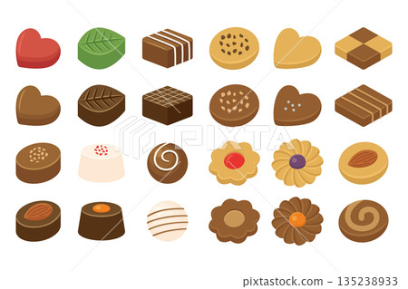 巧克力和餅乾插畫素材套裝 135238933