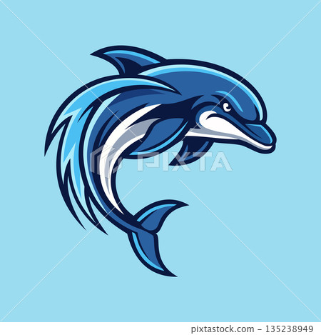 dolphin mascot logo design vector template 135238949