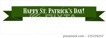 Happy St Patrick Day banner, flat vector style, simple and clean design, bright green tones, no gradients Happy St Patrick Day banner, flat vector style, simple and clean design, bright green tones, no gradients 135239247