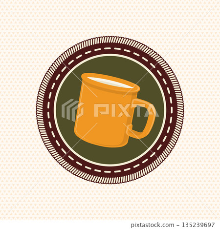 Scout badge with camping tent. Vector. Merit patch, sticker for camping outdoor and academic activities 135239697