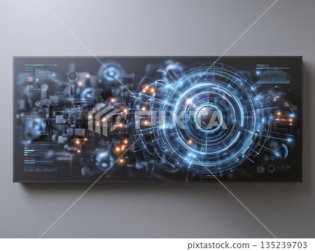 一幅抽象的數位控制面板影像，展現了未來資料控制的願景。 135239703