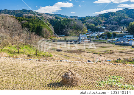 奈良縣飛鳥村的冬季鄉村景色 奈良縣飛鳥村的冬季鄉村景色 135240114