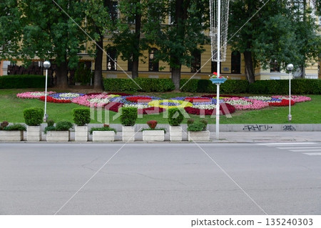 Flower beds, Mother Square of Bulgaria, Veliko Tarnovo, Bulgaria 135240303
