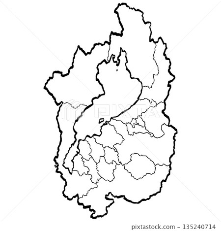 Shiga Prefecture Map - City/Town/Village Division Illustration (Brush Touch) Simple 135240714