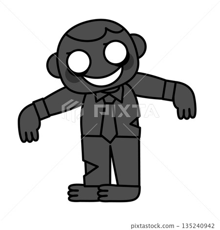 身穿西裝的商人殭屍剪影插圖 135240942