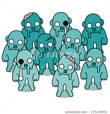 一群殭屍站在一起的插圖 一群殭屍站在一起的插圖 135240952