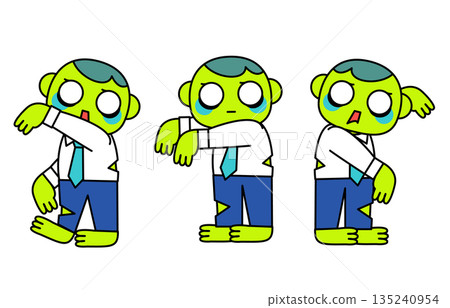 一幅殭屍上班族面無表情地跳舞的插圖 一幅殭屍上班族面無表情地跳舞的插圖 135240954