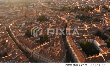 Historic Old Town Aerial Cityscape with Classical Urban Pattern 4k ai 135241332