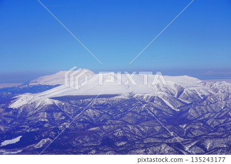Shiretoko Mountains and Mt. Kaibetsu from the summit of Mt. Sharidake in winter Shiretoko Mountains and Mt. Kaibetsu from the summit of Mt. Sharidake in winter 135243177
