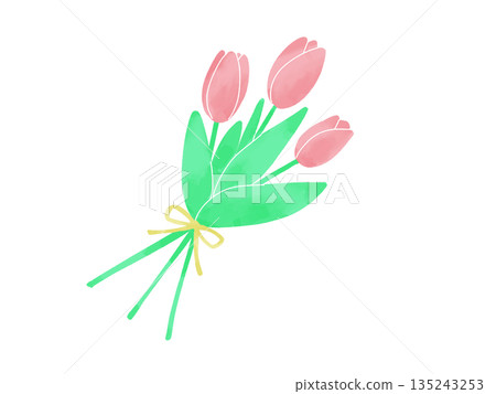 粉紅鬱金香花束 135243253