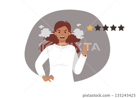 Negative feedback and bad review from angry woman who gave one star after poor service 135243425