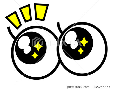 A sparkling eyeball illustration that is surprised and focuses on an important point A sparkling eyeball illustration that is surprised and focuses on an important point 135243433