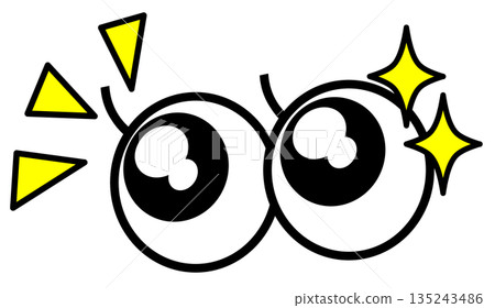 Illustration of a sparkling eyeball pointing to an important point 135243486