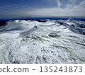The ridgeline from Mt. Shimohorokametoku to Mt. Furano seen from the summit of Mt. Tokachi in winter 135243873