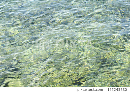 Crystal Clear Shallow Sea Water with Rocks Below Crystal Clear Shallow Sea Water with Rocks Below 135243880