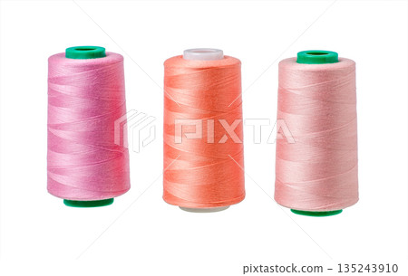 Spools thread. Set of different sewing spool with threads. 135243910