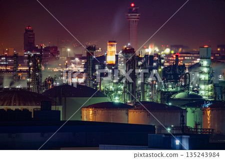 A night view of the Keihin industrial area seen from Kawasaki Marien 135243984