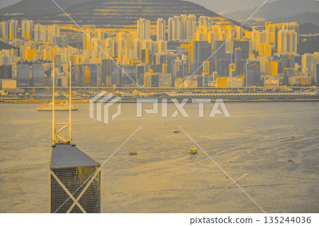 Skyscrapers in Hong Kong seen from Victoria Peak Skyscrapers in Hong Kong seen from Victoria Peak 135244036