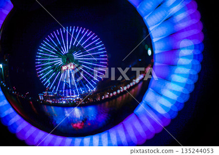 Yokohama cityscape reflected in the crystal 135244053