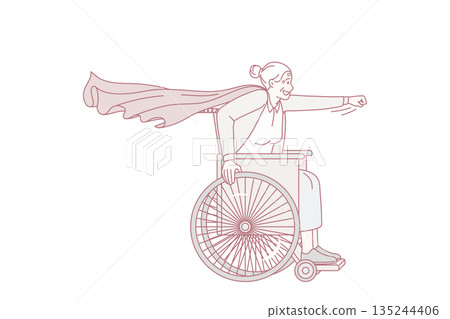 Active lifestyle of disabled mature person concept. Active lifestyle of disabled mature person concept. 135244406