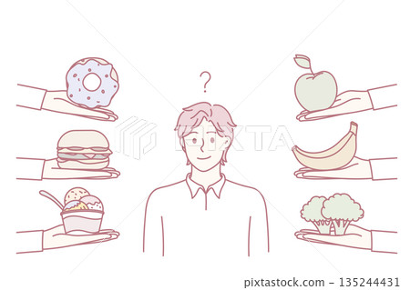 Choosing lifestyle and diet concept Choosing lifestyle and diet concept 135244431