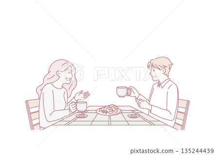 Coffee break and conversation concept. 135244439