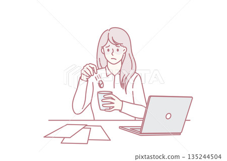 Having fever during work concept 135244504