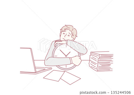 Sleepy worker and tiredness concept. Sleepy worker and tiredness concept. 135244506