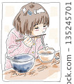 Child eating udon noodles (colored) 135245701