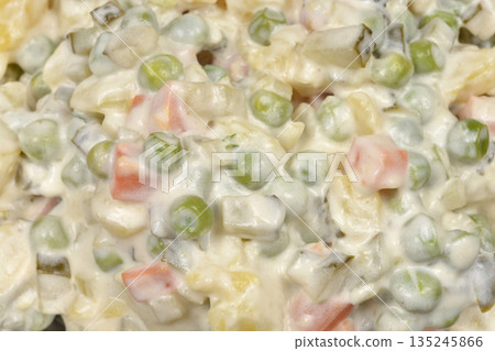 Traditional French Salad Croatian Style with Mayonnaise and Vegetables 135245866