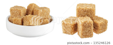 brown sugar in a ceramic bowl isolated on white background 135246126