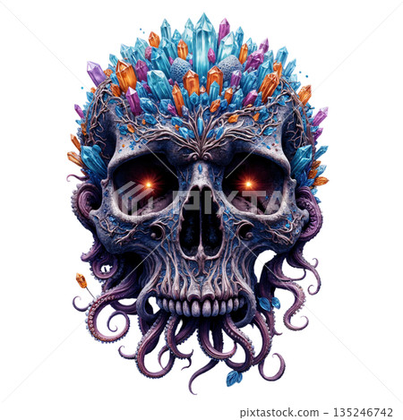 This image is an example of digital art in the style of dark fantasy or surrealism 135246742