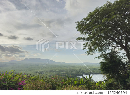 Masaya volcano valley with lagoon 135246794