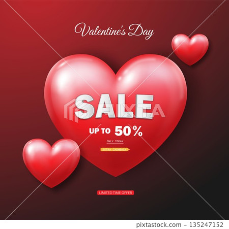 A heart with the words sale on a red background. 135247152