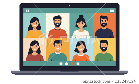 Laptop screen video call person avatar Laptop screen video call person avatar 135247154