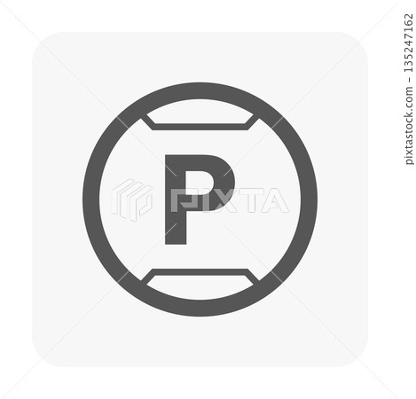 Parking Sign Vector Icon on Circular Button Parking Sign Vector Icon on Circular Button 135247162