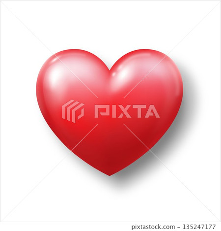 A voluminous red heart with highlights on a white background. A voluminous red heart with highlights on a white background. 135247177