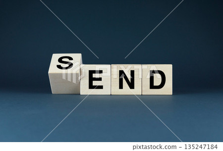 Wooden blocks spelling out SEND - END 135247184