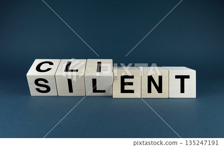 Wooden blocks spelling out Client - Silent Wooden blocks spelling out Client - Silent 135247191