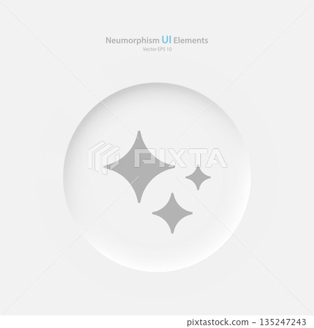 A white round button with a gray artificial intelligence badge. A white round button with a gray artificial intelligence badge. 135247243