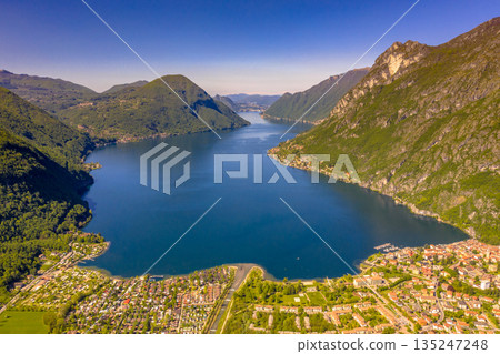 Aerial View of lake Lugano 135247248